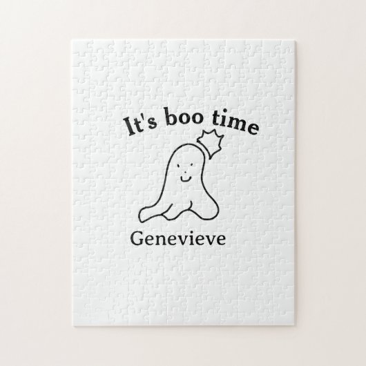 It's boo time name Halloween date time ghost black ジグソーパズル (縦)