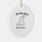 It's boo time name Halloween date time ghost black セラミックオーナメント (右)