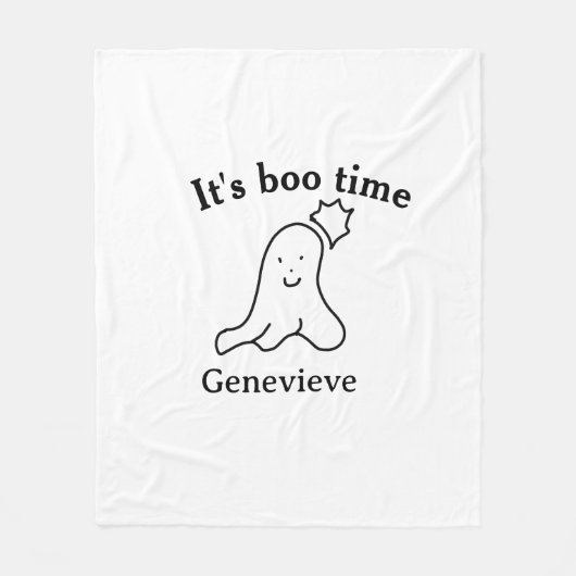 It's boo time name Halloween date time ghost black フリースブランケット (正面)