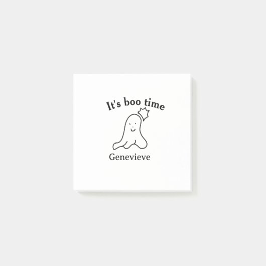 It's boo time name Halloween date time ghost black ポストイット (正面)