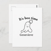 It's boo time name Halloween date time ghost black ポストカード (正面/裏面)