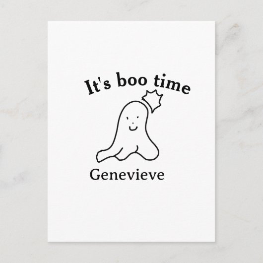 It's boo time name Halloween date time ghost black ポストカード (正面)