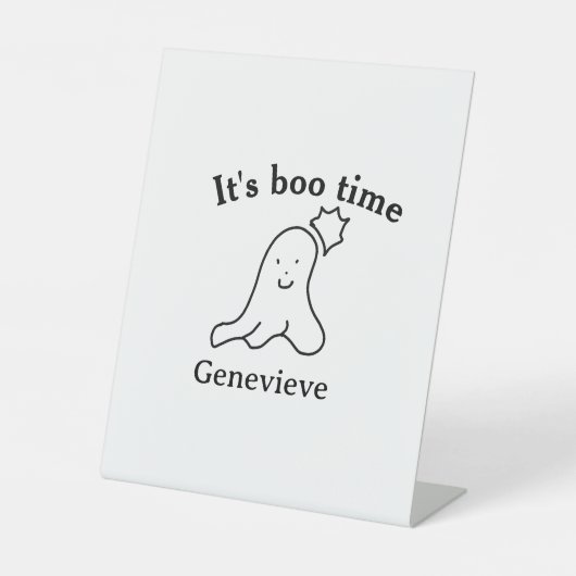 It's boo time name Halloween date time ghost black 台座サイン (正面)