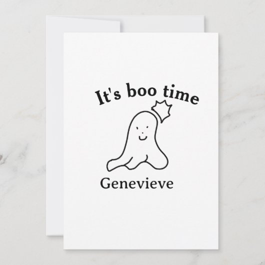 It's boo time name Halloween date time ghost black 招待状 (裏面)