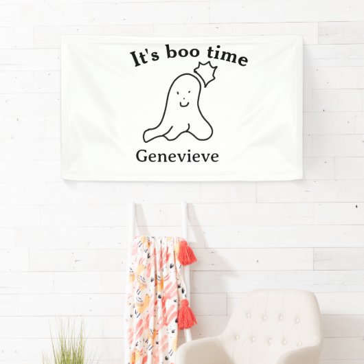 It's boo time name Halloween date time ghost black 横断幕 (インサイチュ)
