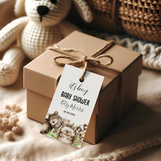 its boy Rustic Woodland Baby Shower Invite ギフトタグ
