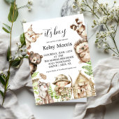 its boy Rustic Woodland Baby Shower Invite 招待状