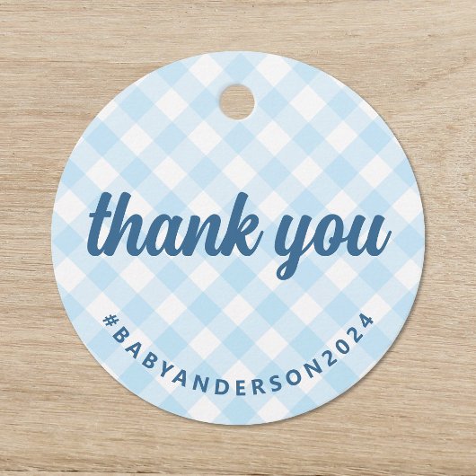 It's Boy Thank You Gingham Baby Shower フェイバータグ
