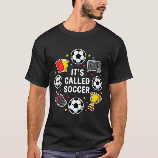 Its Called Soccer Funny Sticker Style Football Deb Tシャツ (正面)