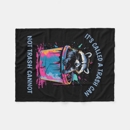 It's Called Trash Can Not Trash Cannot Funny Racco フリースブランケット (正面(横))