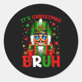 It's Christmas Bruh Nutcracker Boys Kids Xmas Chri ラウンドシール (正面)