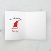 It's Christmas time Santa red hat name simple fun カード (内部)