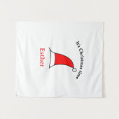 It's Christmas time Santa red hat name simple fun タペストリー (正面(横))