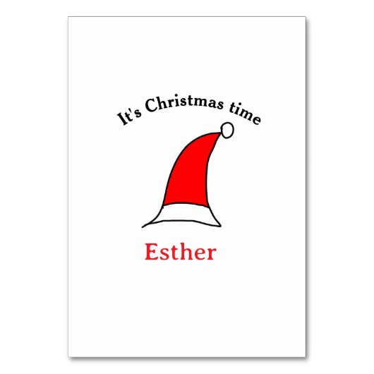 It's Christmas time Santa red hat name simple fun テーブルナンバー (正面)