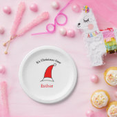 It's Christmas time Santa red hat name simple fun ペーパープレート (パーティー)
