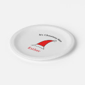 It's Christmas time Santa red hat name simple fun ペーパープレート (アングル)