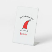 It's Christmas time Santa red hat name simple fun 台座サイン (正面)