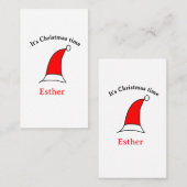 It's Christmas time Santa red hat name simple fun 名刺 (正面/裏面)