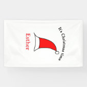 It's Christmas time Santa red hat name simple fun 横断幕 (横)