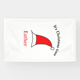 It's Christmas time Santa red hat name simple fun 横断幕