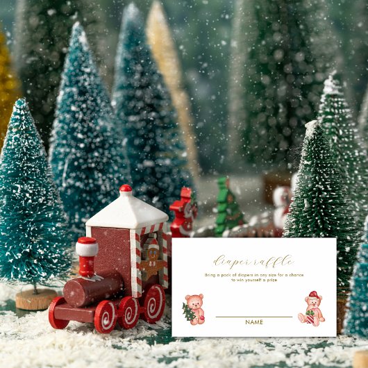 It's Cold Outside Bear Diaper Raffle Baby Shower  エンクロージャーカード