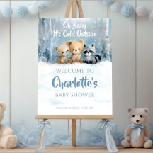 its cold outside Blue Baby Shower Welcome Sign