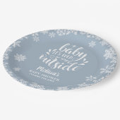 It's Cold Outside Blue Boy Winter Baby Shower ペーパープレート (アングル)