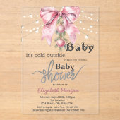 It's Cold Outside Bow Balls Lights Baby Shower アクリル招待状 (正面)