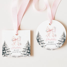 It's Cold Outside Pink Bow Baby Shower フェイバータグ