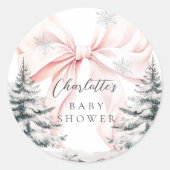It's Cold Outside Pink Bow Baby Shower ラウンドシール (正面)
