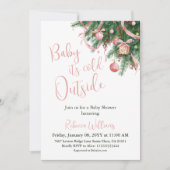 It's Cold Outside Pink Bow Winter Girl Baby Shower 招待状 (正面)