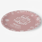 It's Cold Outside Pink Girl Winter Baby Shower ペーパープレート (アングル)