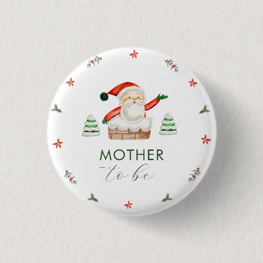 It's Cold Outside Santa Mother To Be Baby Shower  缶バッジ (正面)