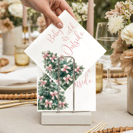 It's Cold Outside Winter Pink Bow Girl Baby Shower スタンダードカクテルナプキン