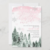 It's Cold Outside Winter Pink Girl Baby Shower 招待状 (正面)