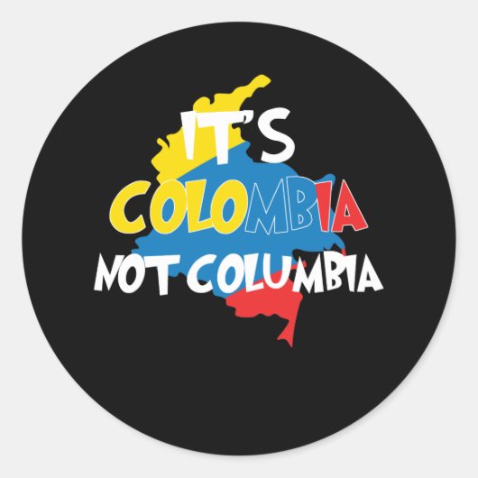 It's Colombia Not Columbia Cute Colombian ラウンドシール (正面)