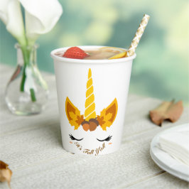 It's Fall Y'all Autumn Unicorn Party Paper Cups 紙コップ
