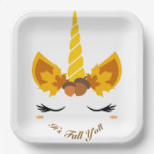 It's Fall Y'all Autumn Unicorn Party Paper Plates ペーパープレート (正面)