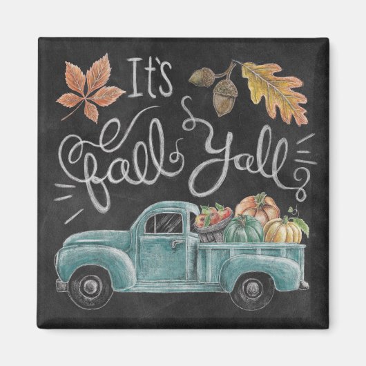 It's Fall Y'all - Chalkboard Truck マグネット (正面)