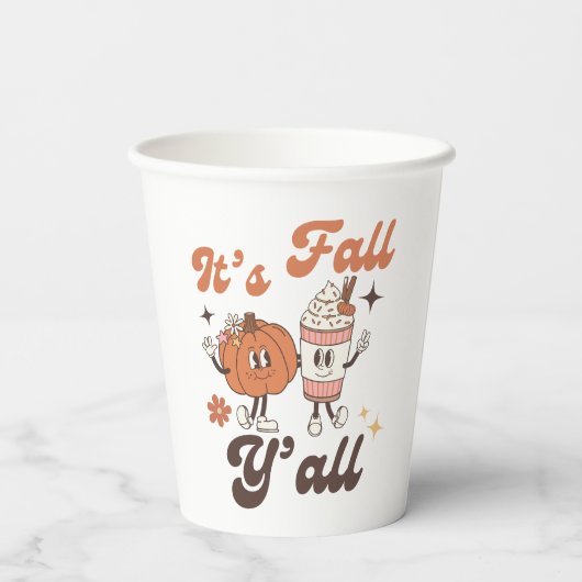 It's Fall Y'all – Cute Pumpkin & PSL Fall Party 紙コップ (裏面)