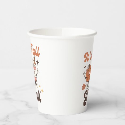 It's Fall Y'all – Cute Pumpkin & PSL Fall Party 紙コップ (左)