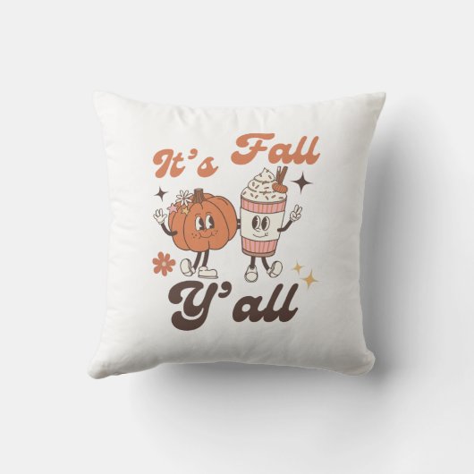 It's Fall Y'all– Cute Pumpkin Spice Autumn Accent クッション (裏面)