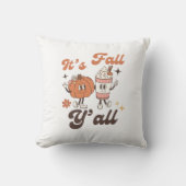 It's Fall Y'all– Cute Pumpkin Spice Autumn Accent クッション (正面)