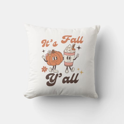 It's Fall Y'all– Cute Pumpkin Spice Autumn Accent クッション (正面)