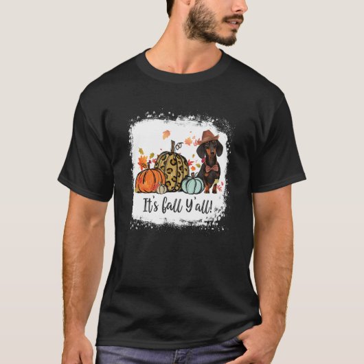 It's Fall Y'all Dachshund Pumpkin Dog Halloween Tシャツ (正面)
