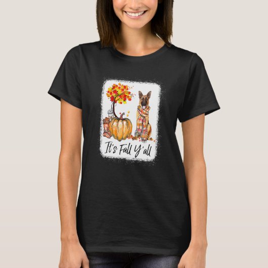 It's Fall Y'all German Shepherd Dog Halloween Than Tシャツ (正面)