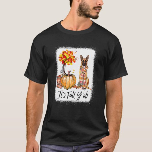 It's Fall Y'all German Shepherd Dog Halloween Than Tシャツ (正面)