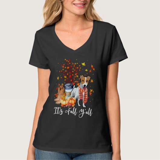 It's Fall Y'all Jack Russell Terrier Dog Pumpkin F Tシャツ (正面)