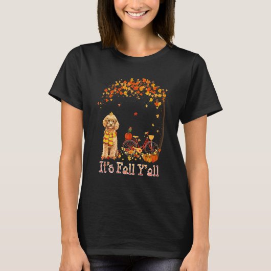 It's Fall Y'all Poodle Bike Pumpkin Spice Autumn F Tシャツ (正面)
