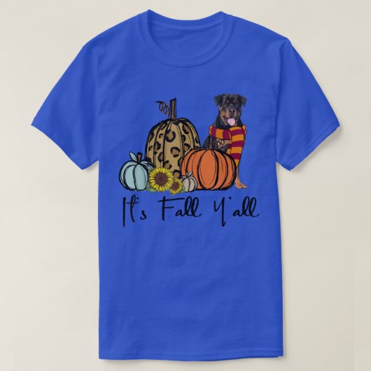 Its Fall Yall Rottweiler Leopard Pumpkin Sunflower Tシャツ (デザイン正面)